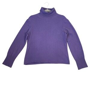 Grace Cashmere Womens Purple 100% Cashmere Turtleneck Sweater Size L Fine Knit